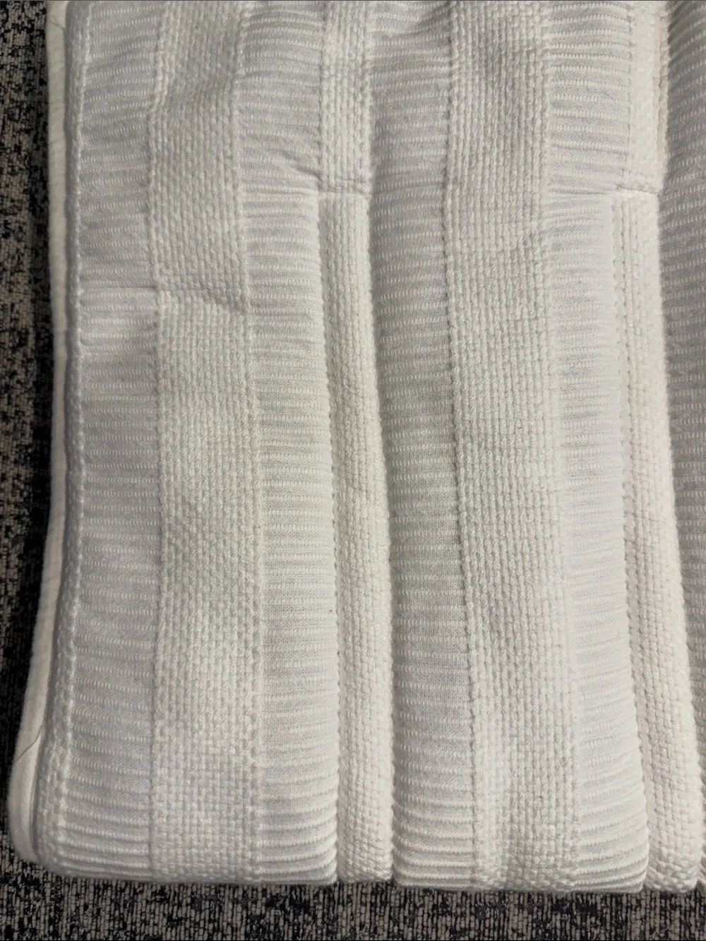 West Elm Textured White Pillow Sham. Ribbed Stripe Design. 100% Organic Cotton